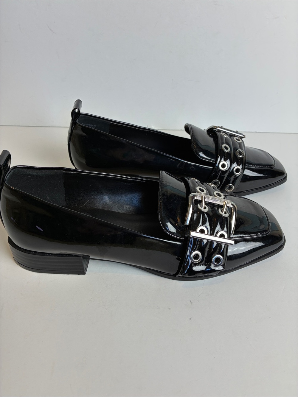 Mix No. 6 Piercie Black Patent Leather Loafer Shoes Metallic Grommet Buckle 7.5 - Picture 3 of 14